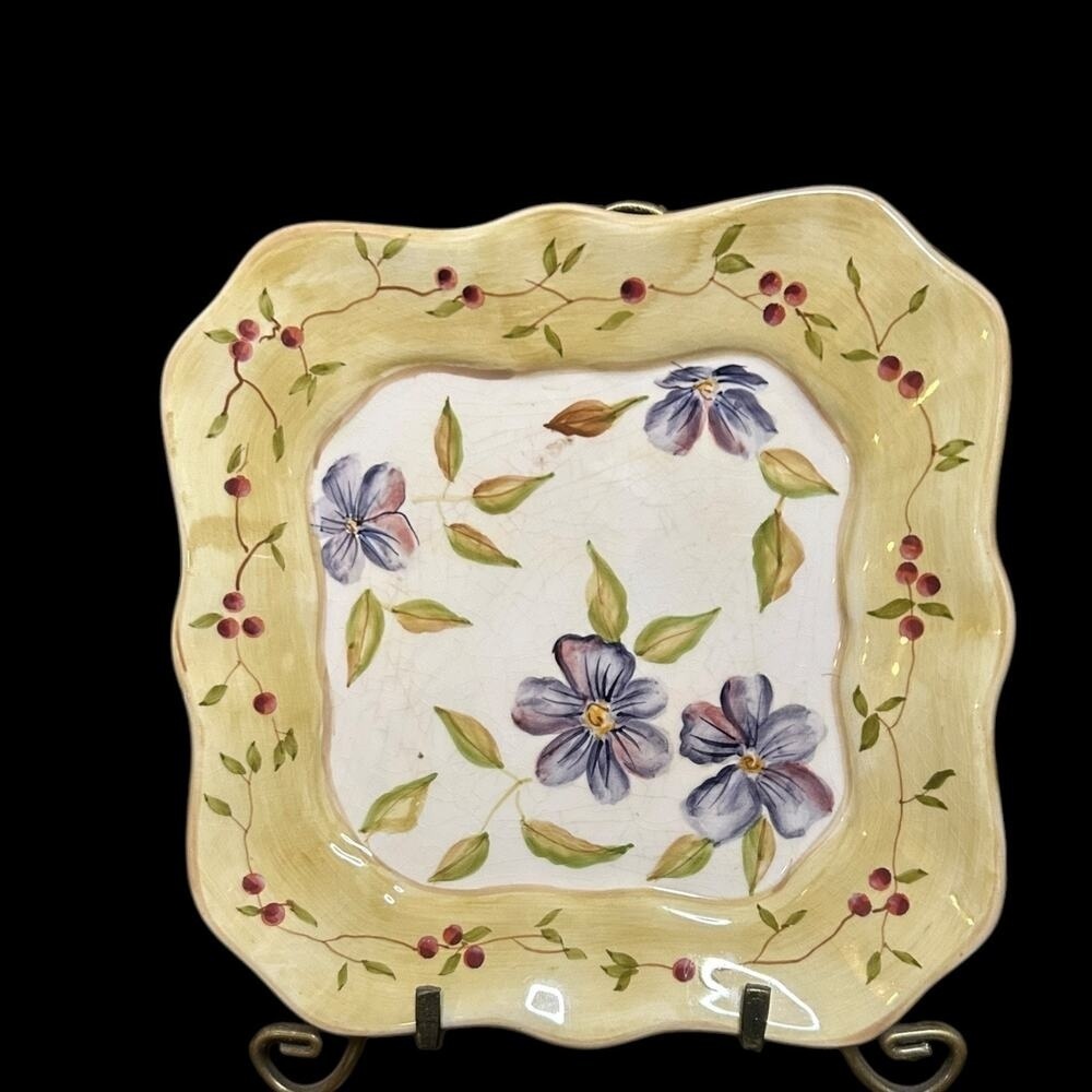 Capriware Hand Painted Floral Scalloped Plates